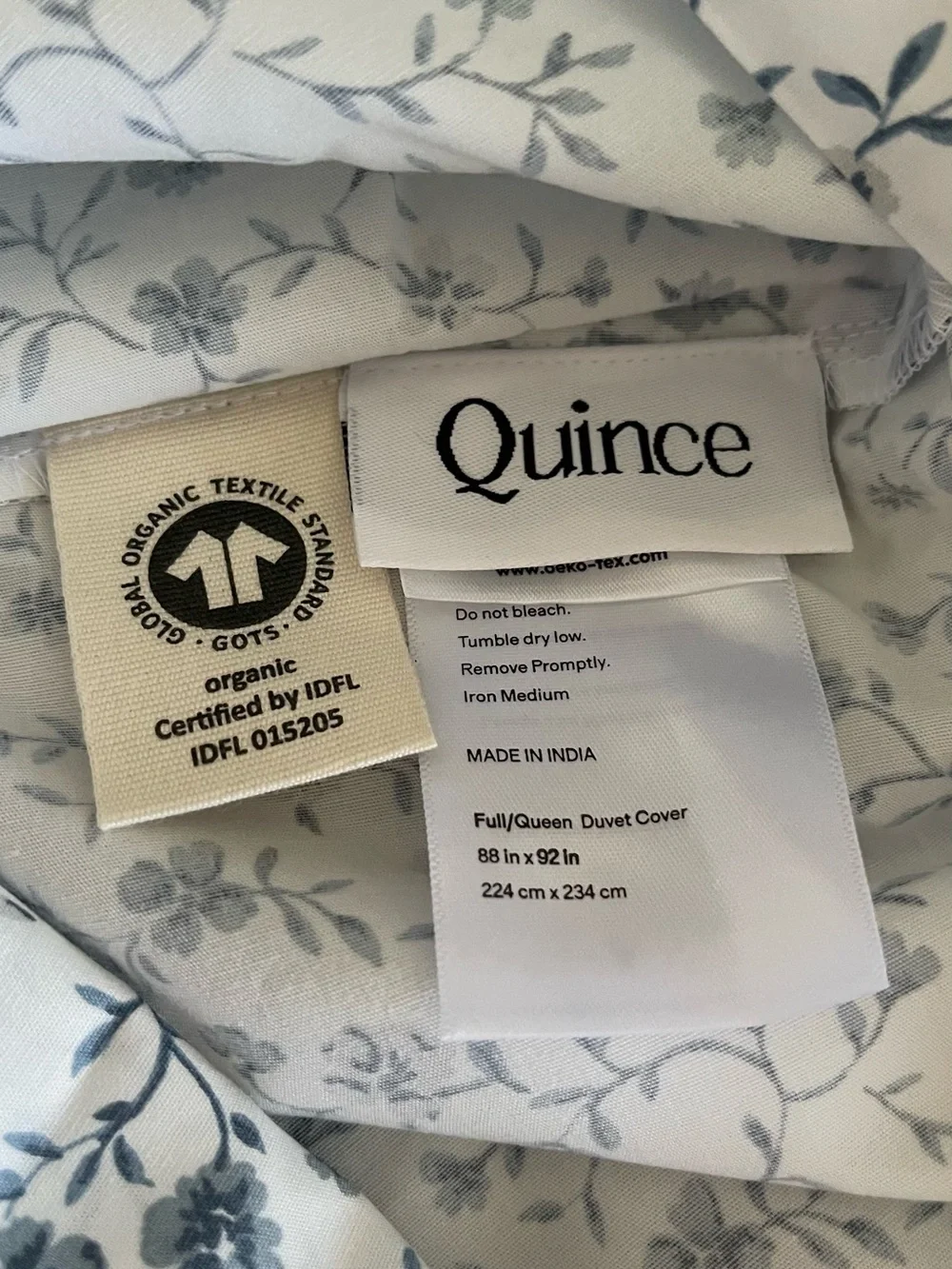 NEW Quince Organic Crisp Percale Floral Duvet Cover, Full/Queen (Blue Florette)